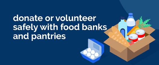 graphic to donate or volunteer to food banks and pantries