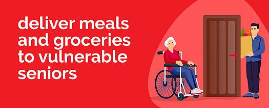 graphic for delivering meals and groceries to vulnerable seniors