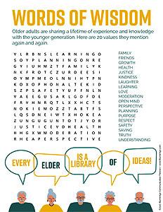 image of a word search puzzle featuring words of wisdom